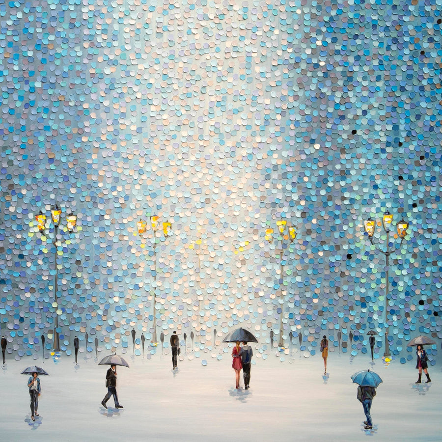 Rainy Street Lights By Ekaterina Ermilkina | Canvas Square Print