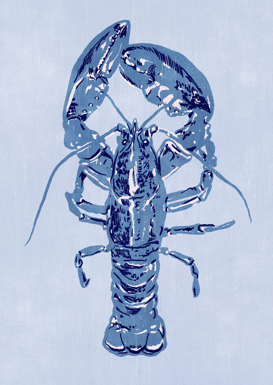 Indigo Blue Lobster By Katariina Kosunen | Art & Canvas Print