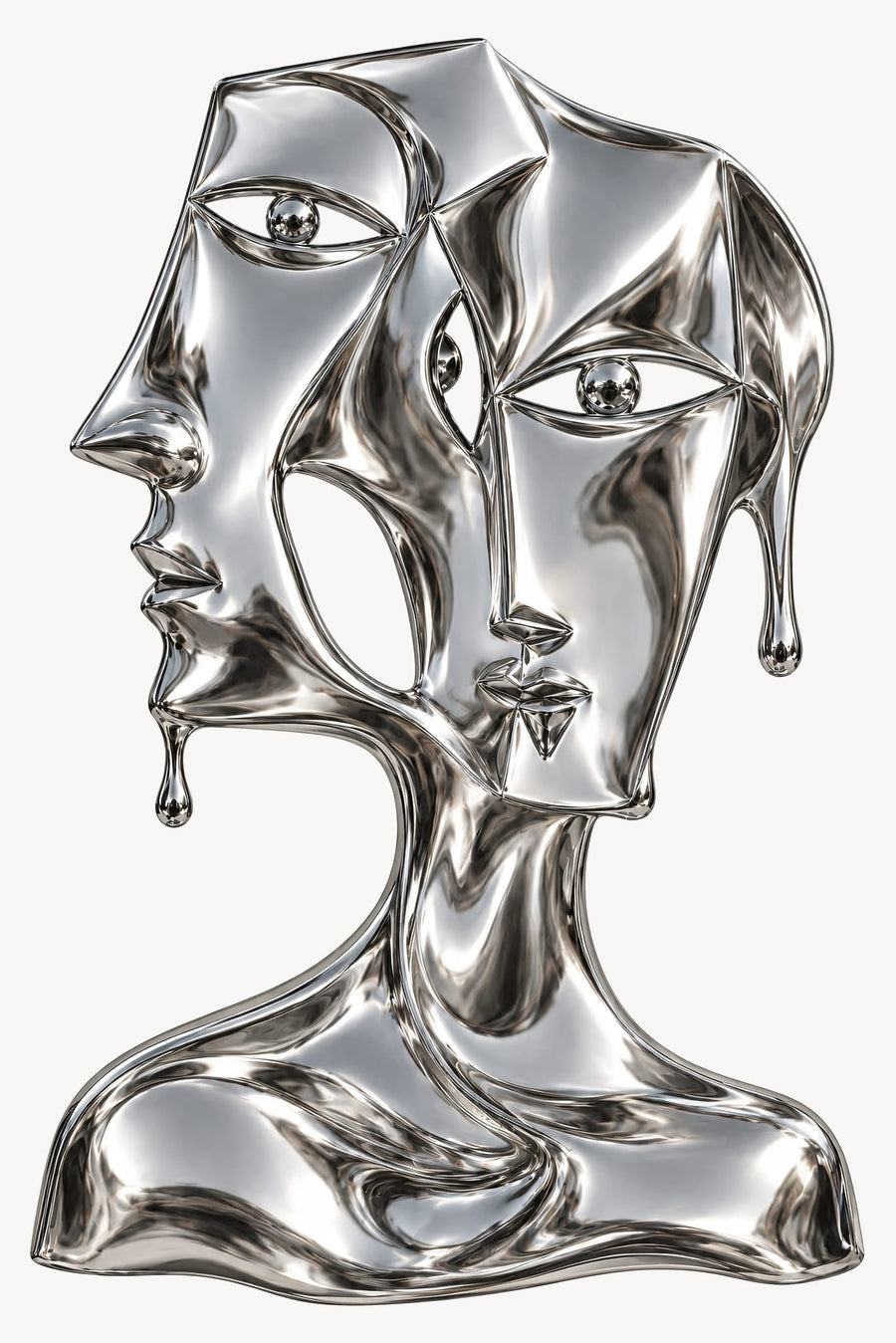 Fluid Metallic Faces By Treechild | Art & Canvas Print