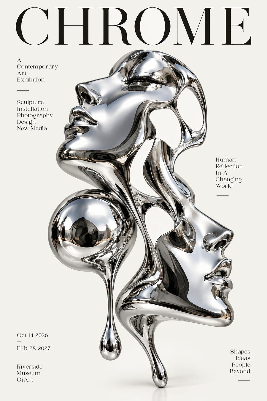 Reflective Chrome Faces By Treechild | Art & Canvas Print
