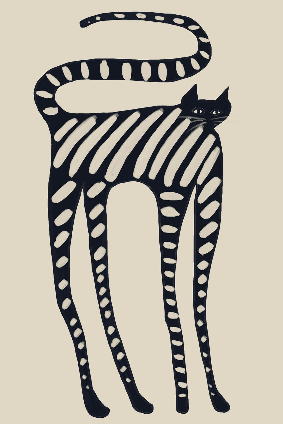 Striped Whimsical Cat By The Art Concept | Art & Canvas Print