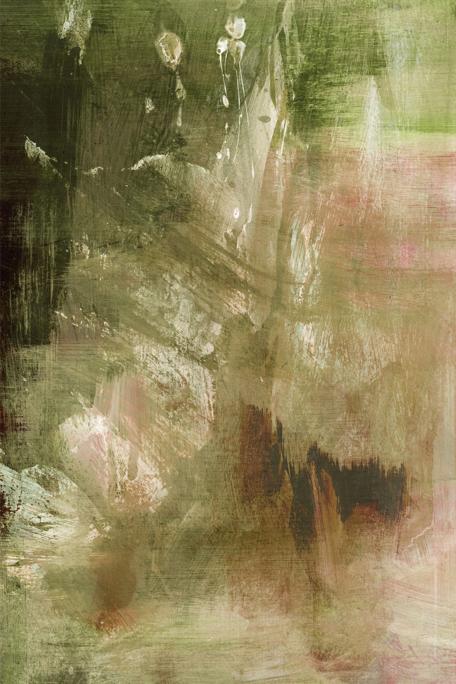 Green Brown Abstract Strokes By Dan Hobday | Art & Canvas Print