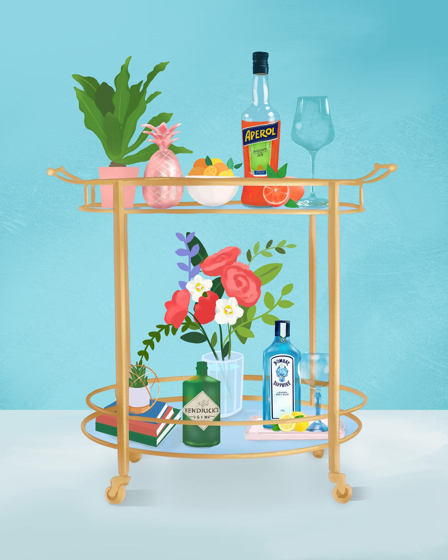 Bar Cart By Petra Lizde | Art & Canvas Print