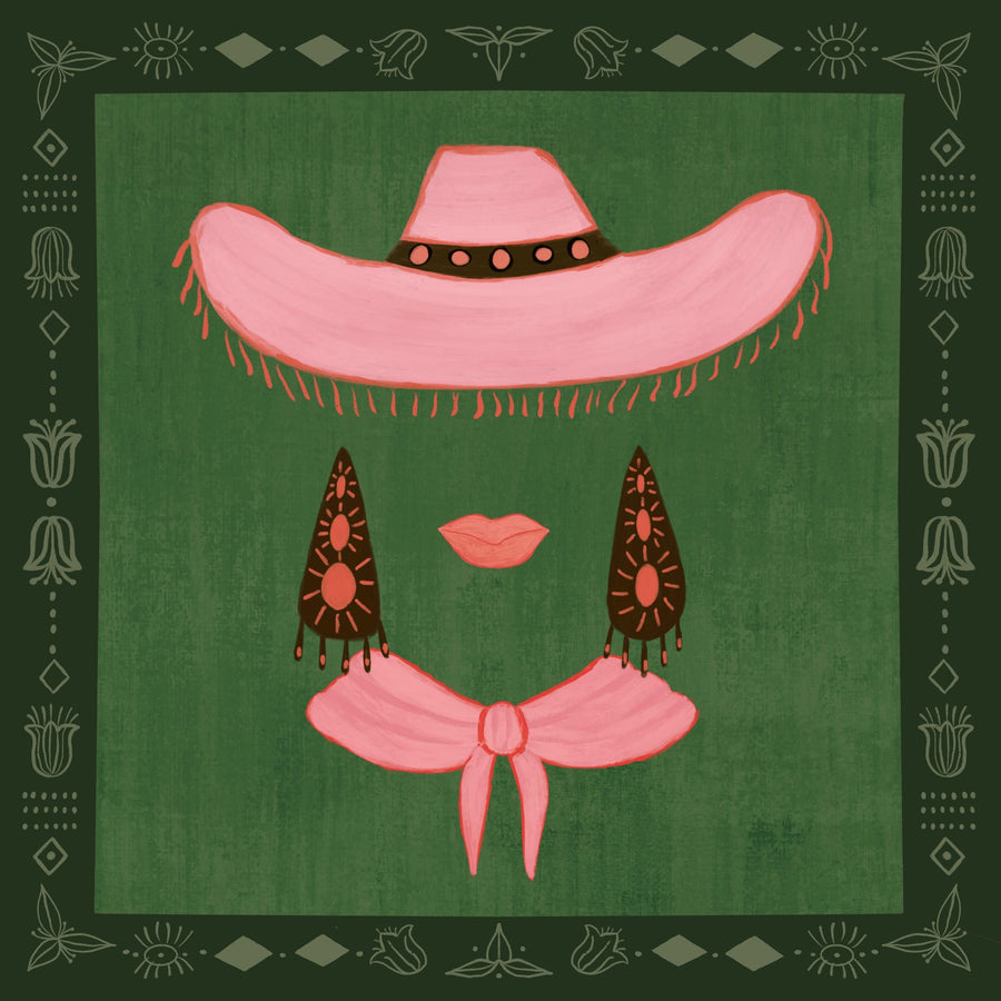 Pink Cowgirl Chic By Aliya Putrus | Canvas Square Print