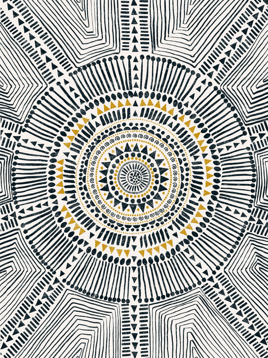 Bohemian Sunburst Mandala By Cats And Dotz | Art & Canvas Print