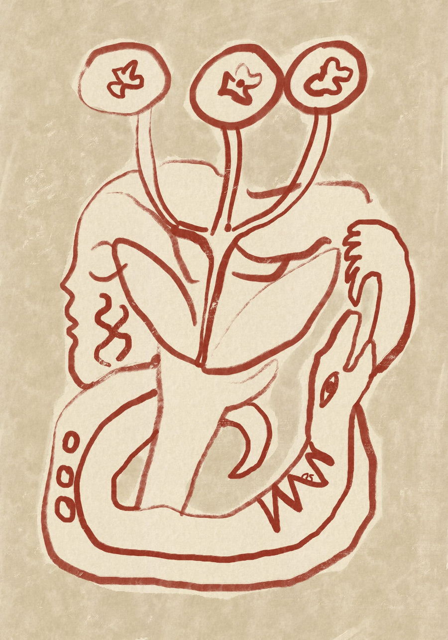 Serene Woman and Snake By Raipa Studio | Art & Canvas Print