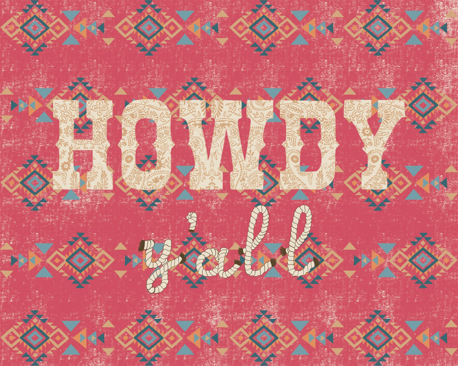 Howdy Y'all Southwest Pattern By Radhika Modi | Art & Canvas Print