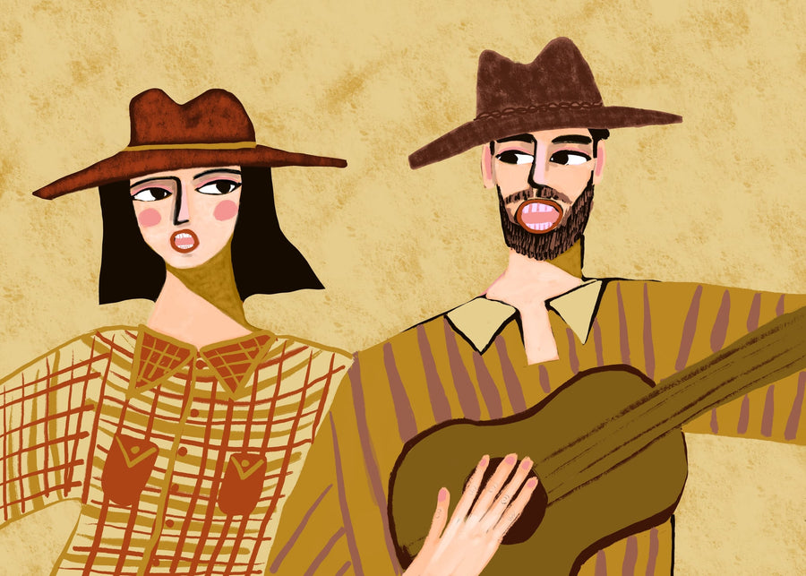 Country Folk Duo By Sharyn Bursic | Art & Canvas Print