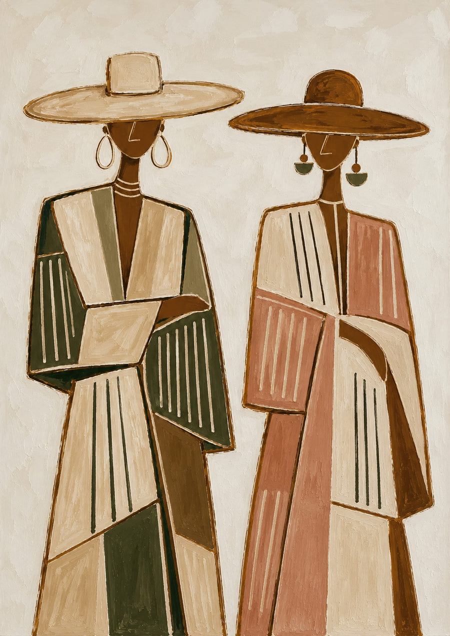 Two Women in Wide Hats | Art & Canvas Print