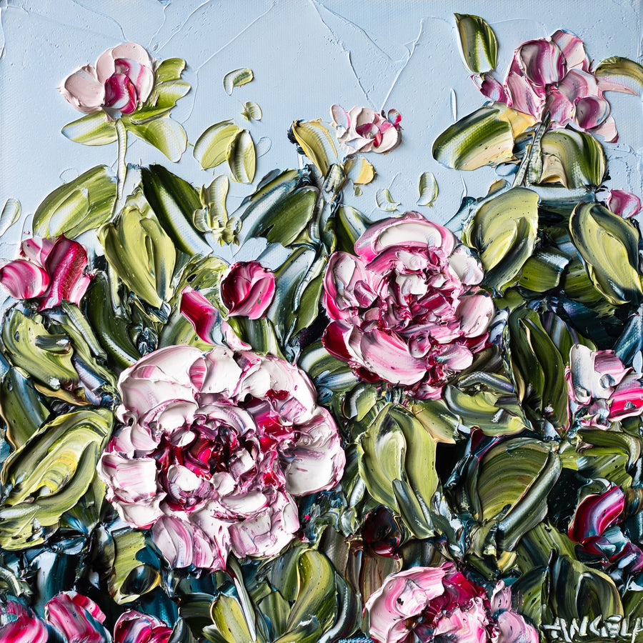 Pink Flowers By Angela Hawkey | Canvas Square Print