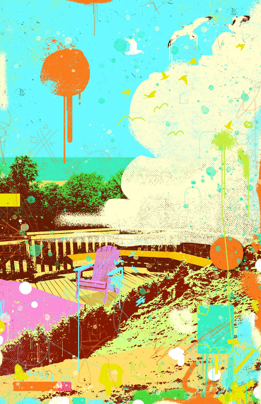 Coastal Deck by Showdeer | Art & Canvas Print