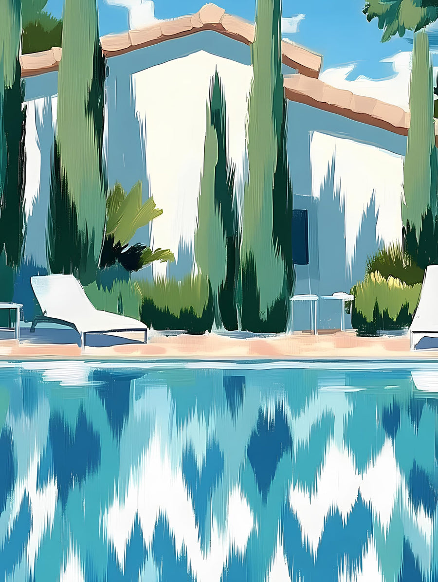 Poolside Villa Reflections By Avanesova Elena | Art & Canvas Print