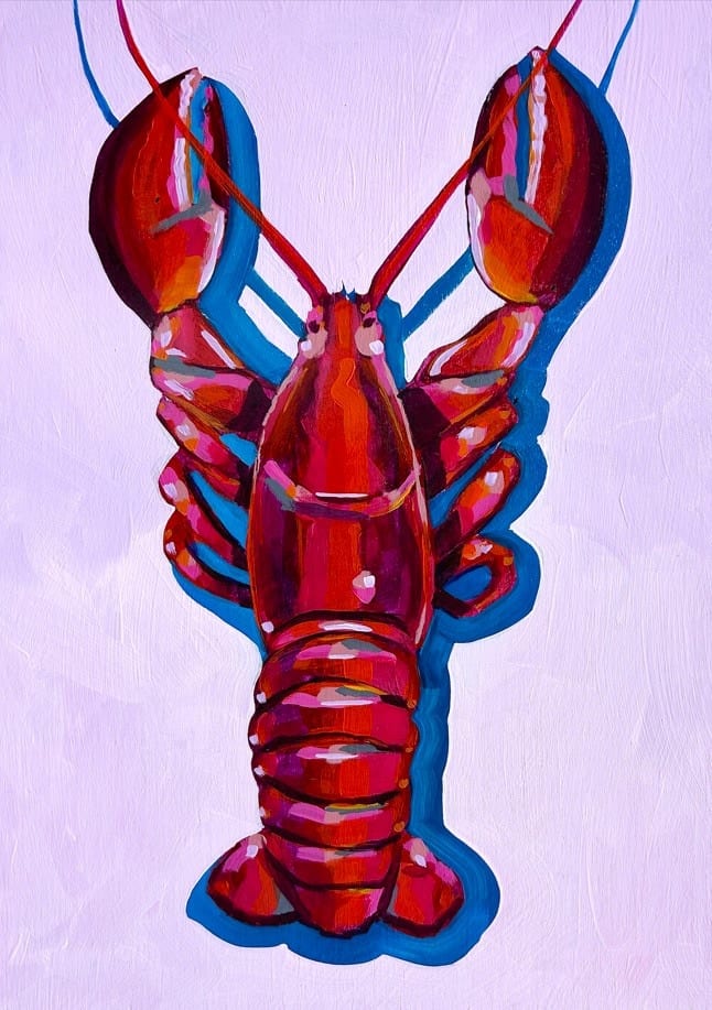Lobster On Pink By Laurel Greenfield | Art & Canvas Print