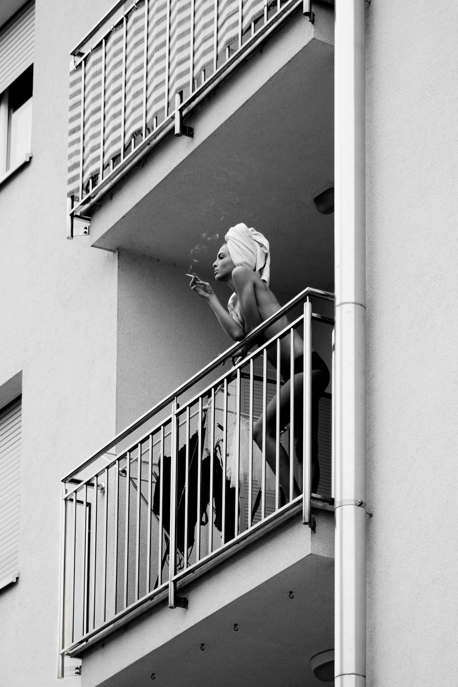 Woman Balcony Smoke By Lorna Kijurko | Art & Canvas Print