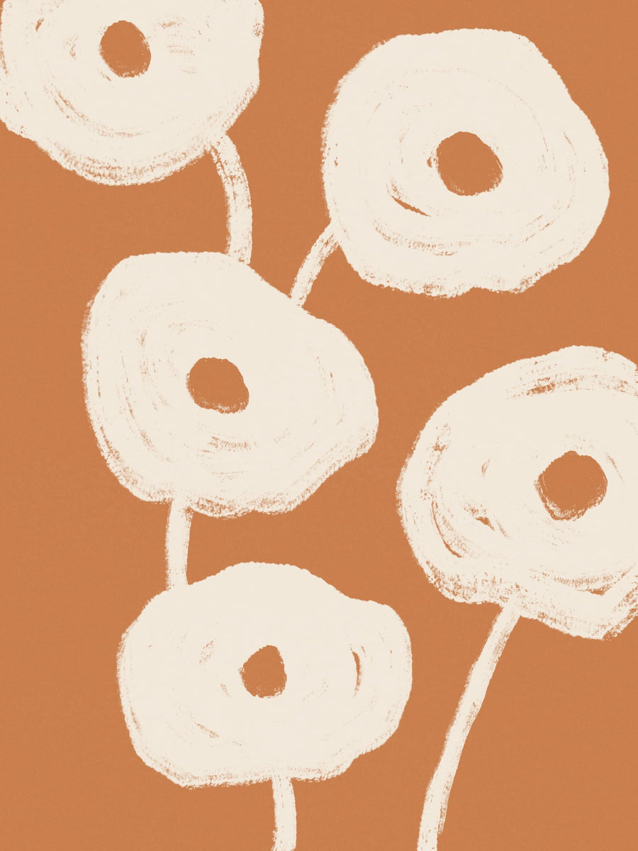 Terracotta Floral Abstract By Krisztina Jung | Art & Canvas Print
