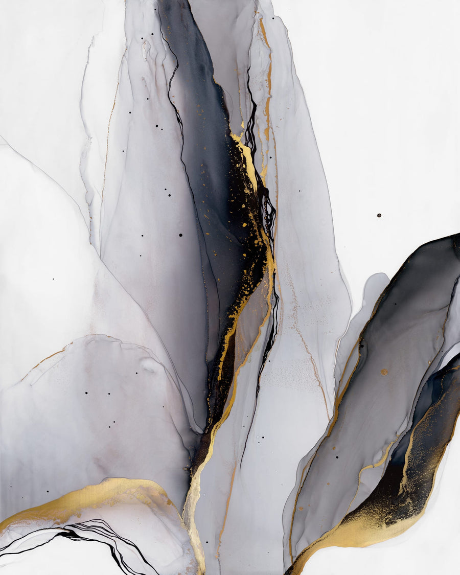 Elegant Gold Grey Flow By Alevtina Shelest | Art & Canvas Print