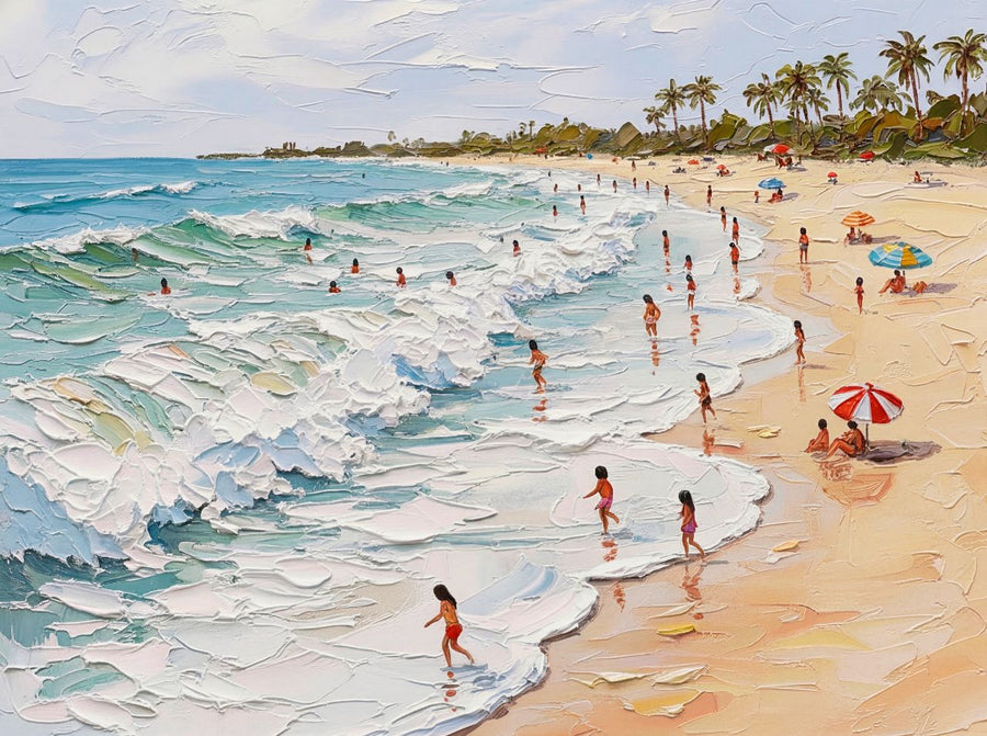 A Day by the Beach Painting Wall Art Print
