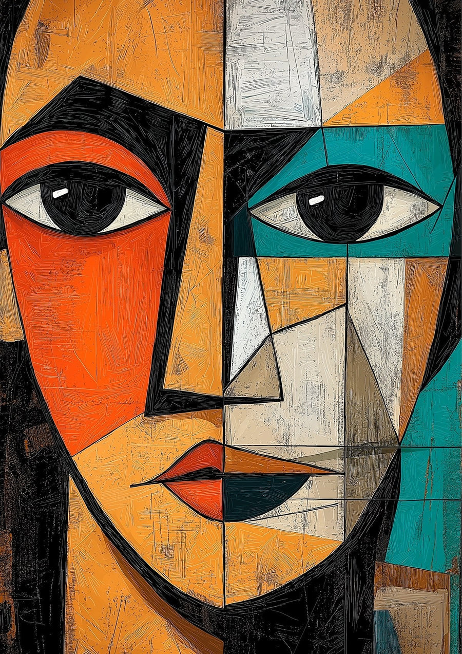 Amber Stare Cubism Wall Art