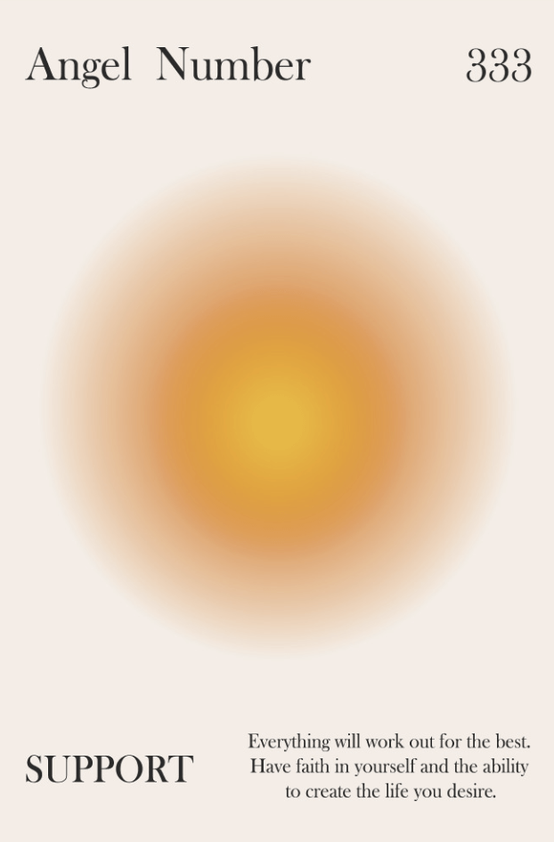 Angel Number 333 Alignment Orange Aura Wall Art