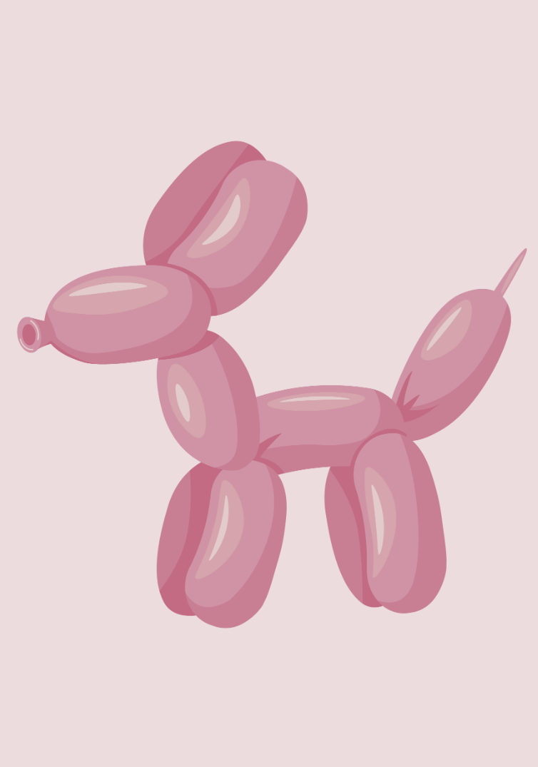 Balloon Pink Dog Wall Art