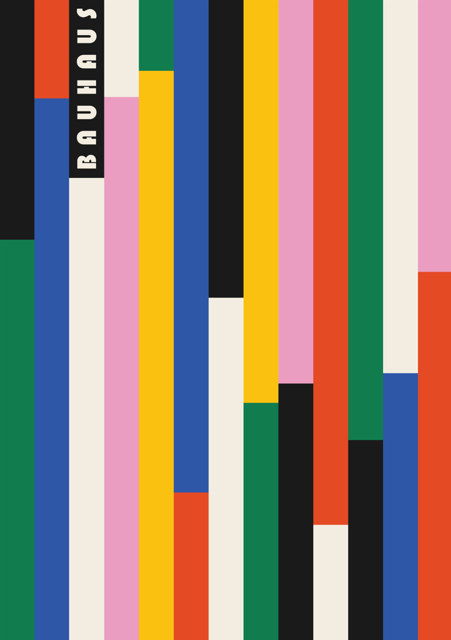 Bauhaus Coloured Vertical Retro Lines
