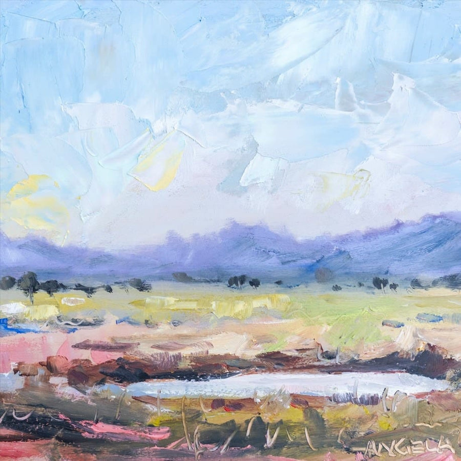 Beneath The Purple Mountains By Angela Hawkey | Canvas Square Print