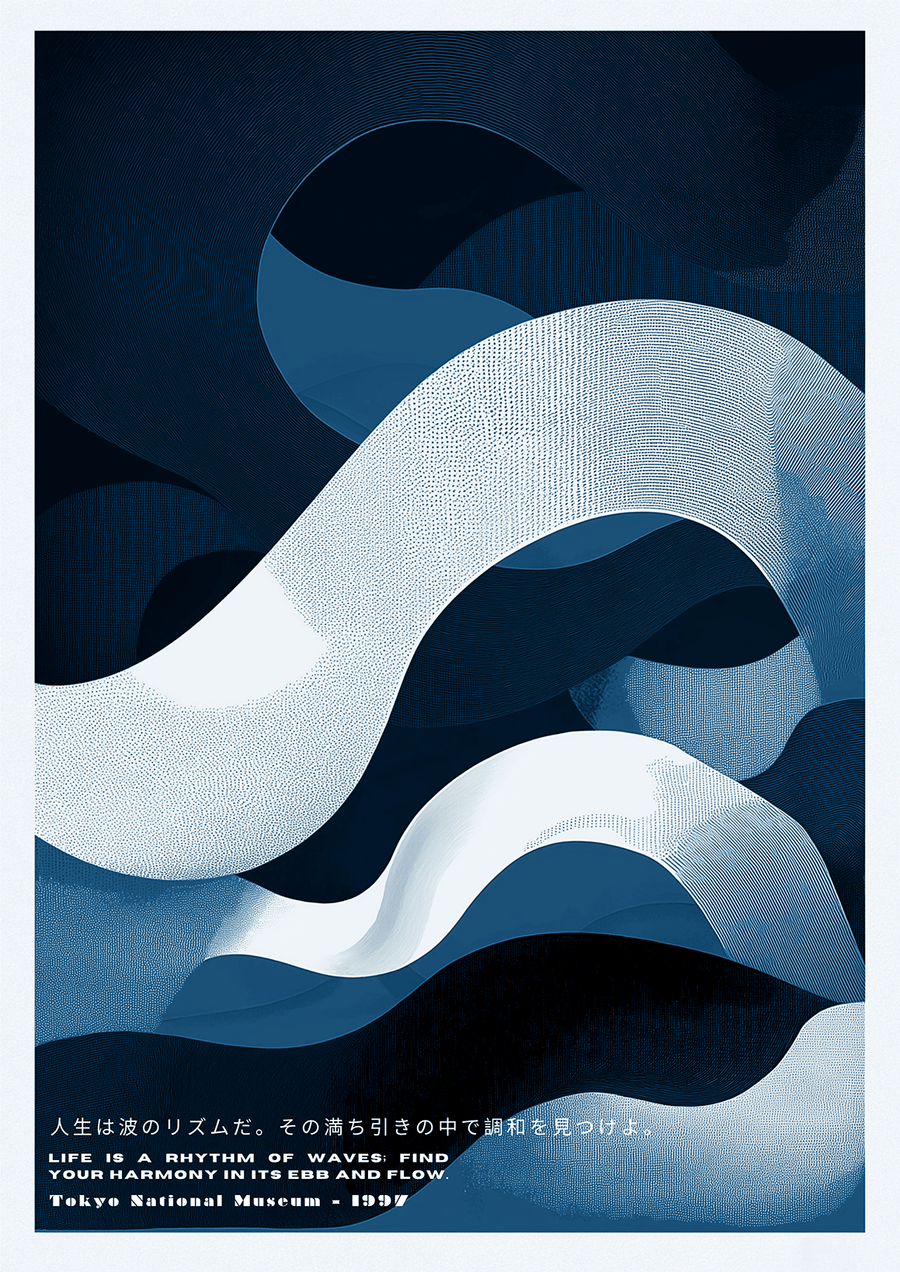 Blue Abstract Japanese Wave