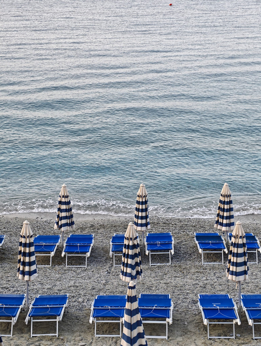 Blue Beach Umbrellas By Shot by Clint | Art & Canvas Print