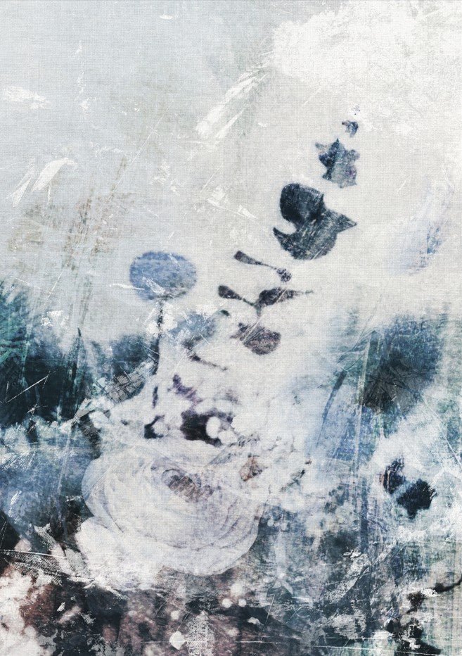 Blue Grunge Floral by Dear Muskeeter