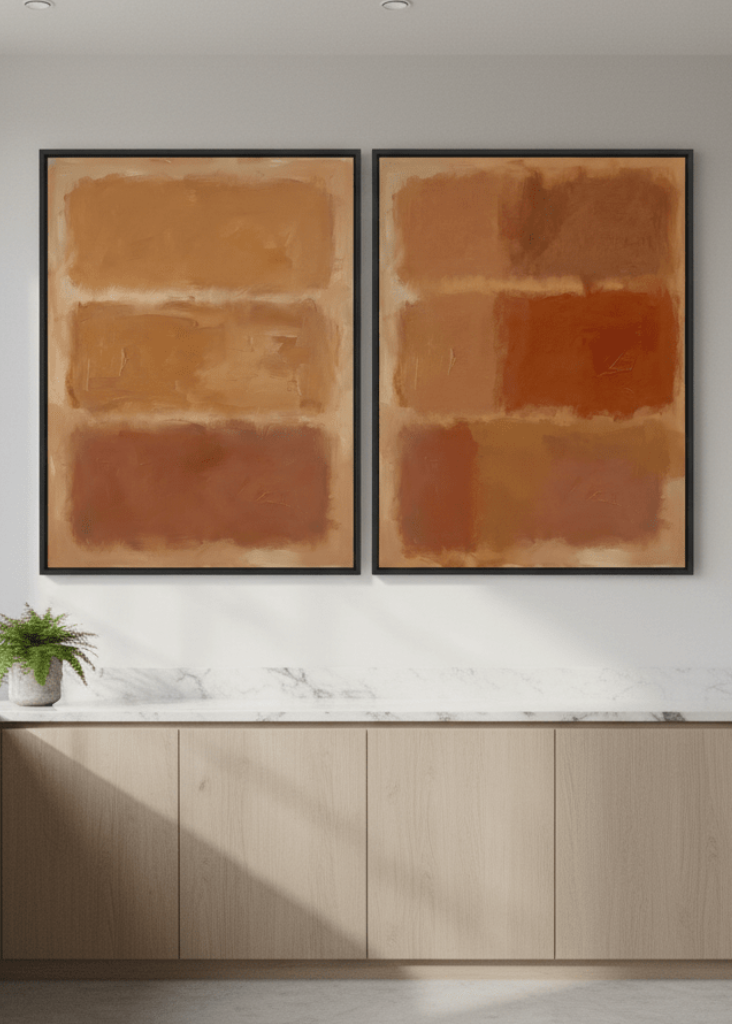 Brown On Amber Pair Mark Rothko Inspired Abstract Art