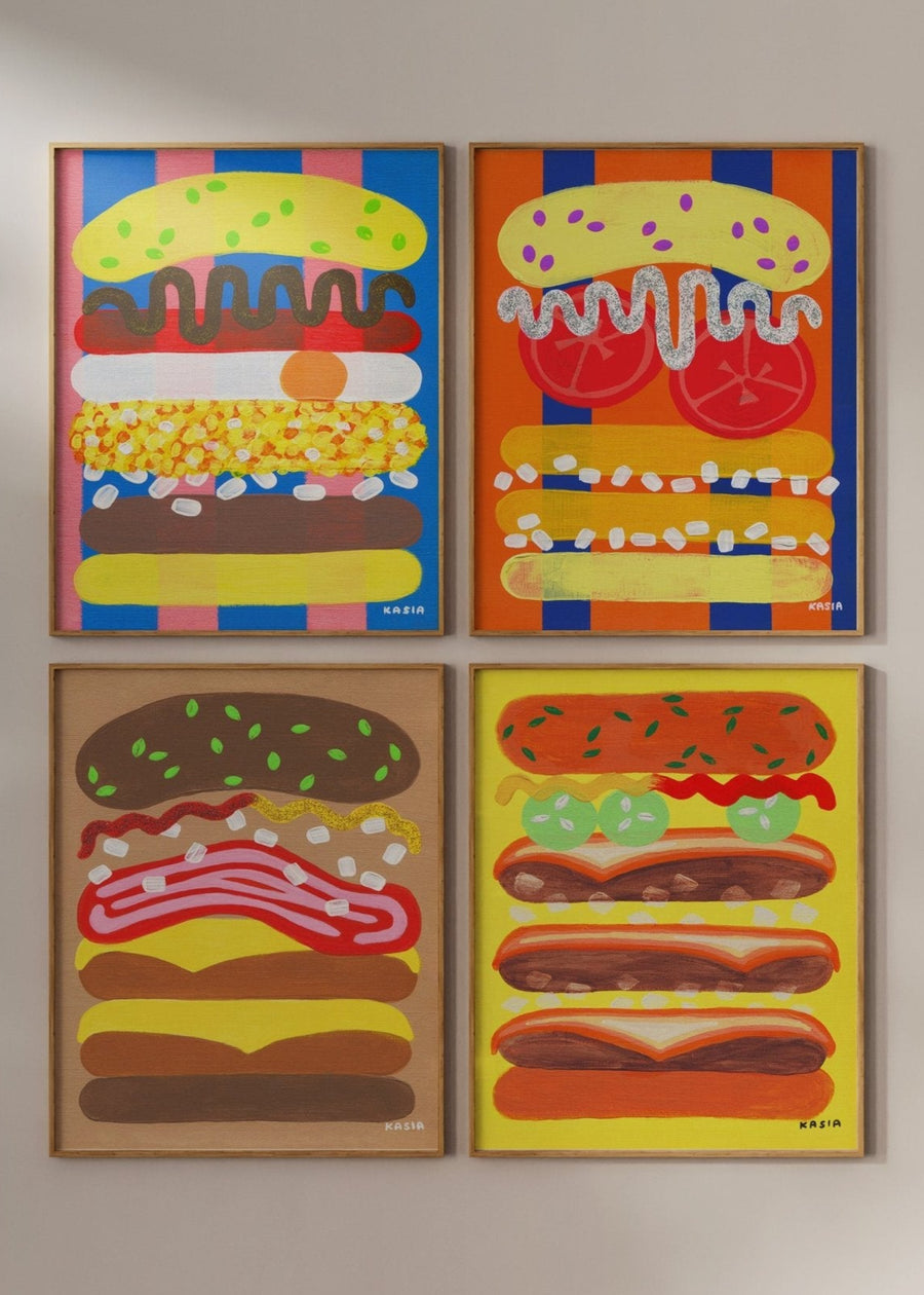 Burger Bonanza Set of 4 Illustrations by Kasia Sykus