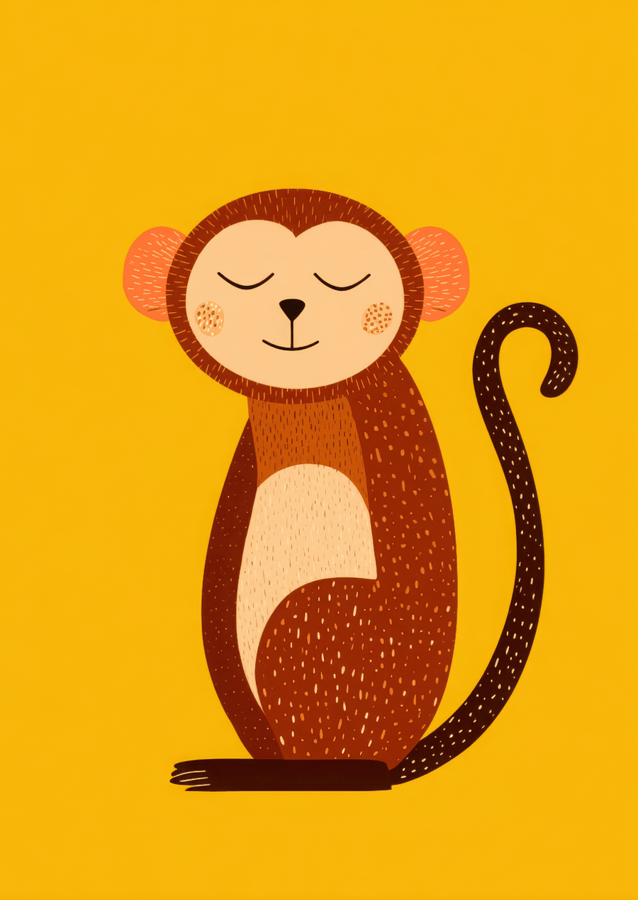 Children's Cheeky Monkey Wall Art Print
