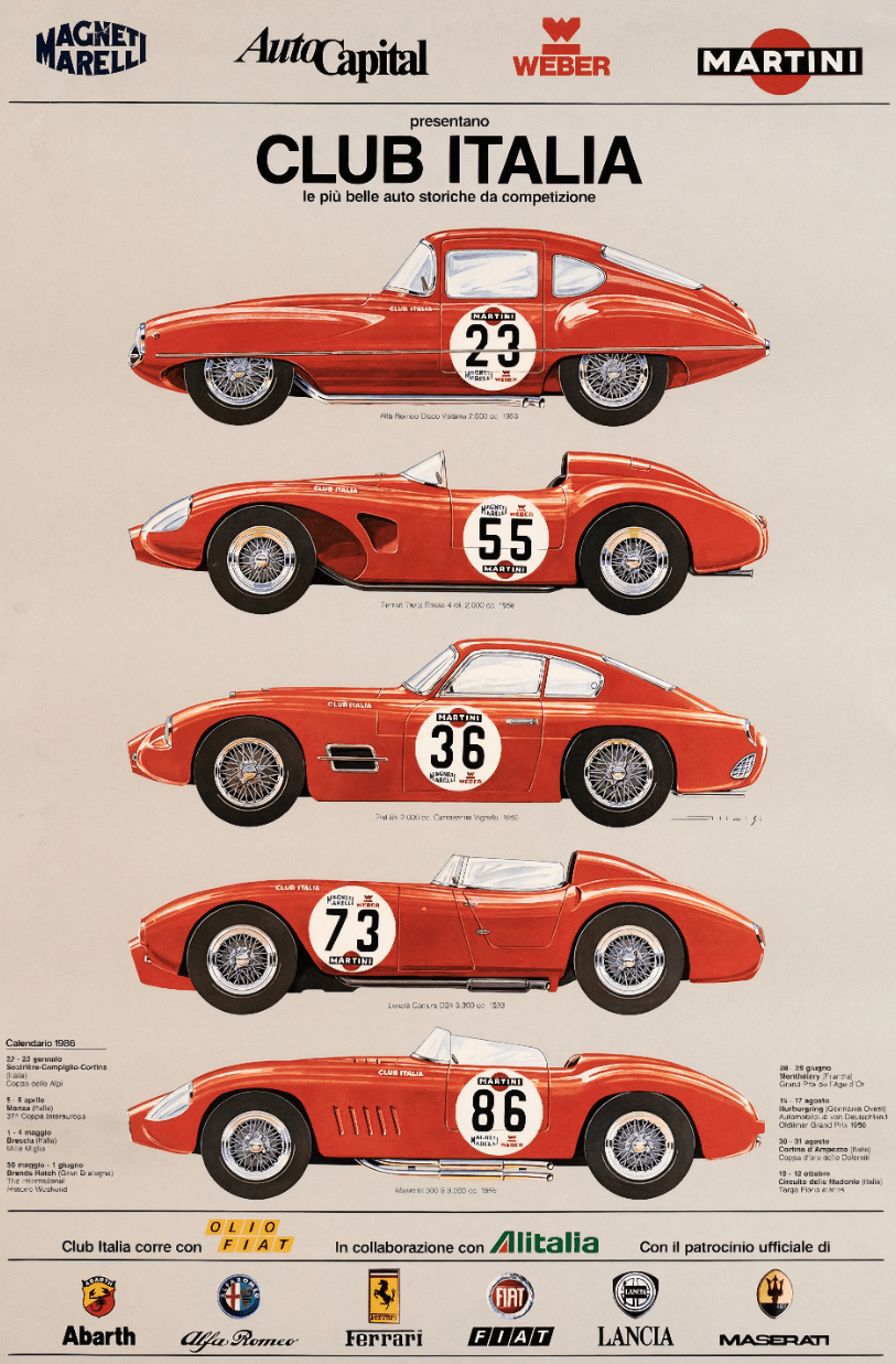 Club Italia Vintage Car Poster Wall Art