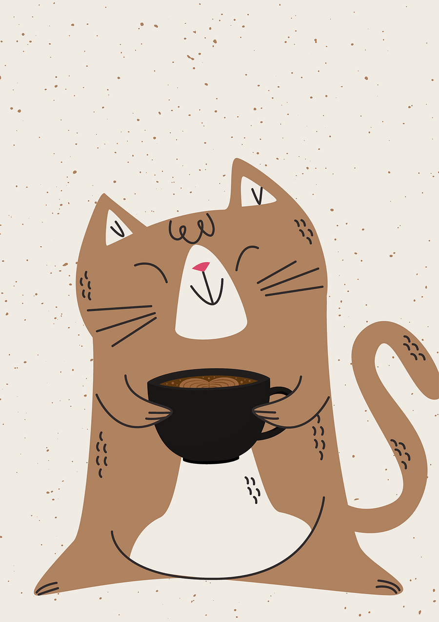 Coffee Cat Lover Wall Art