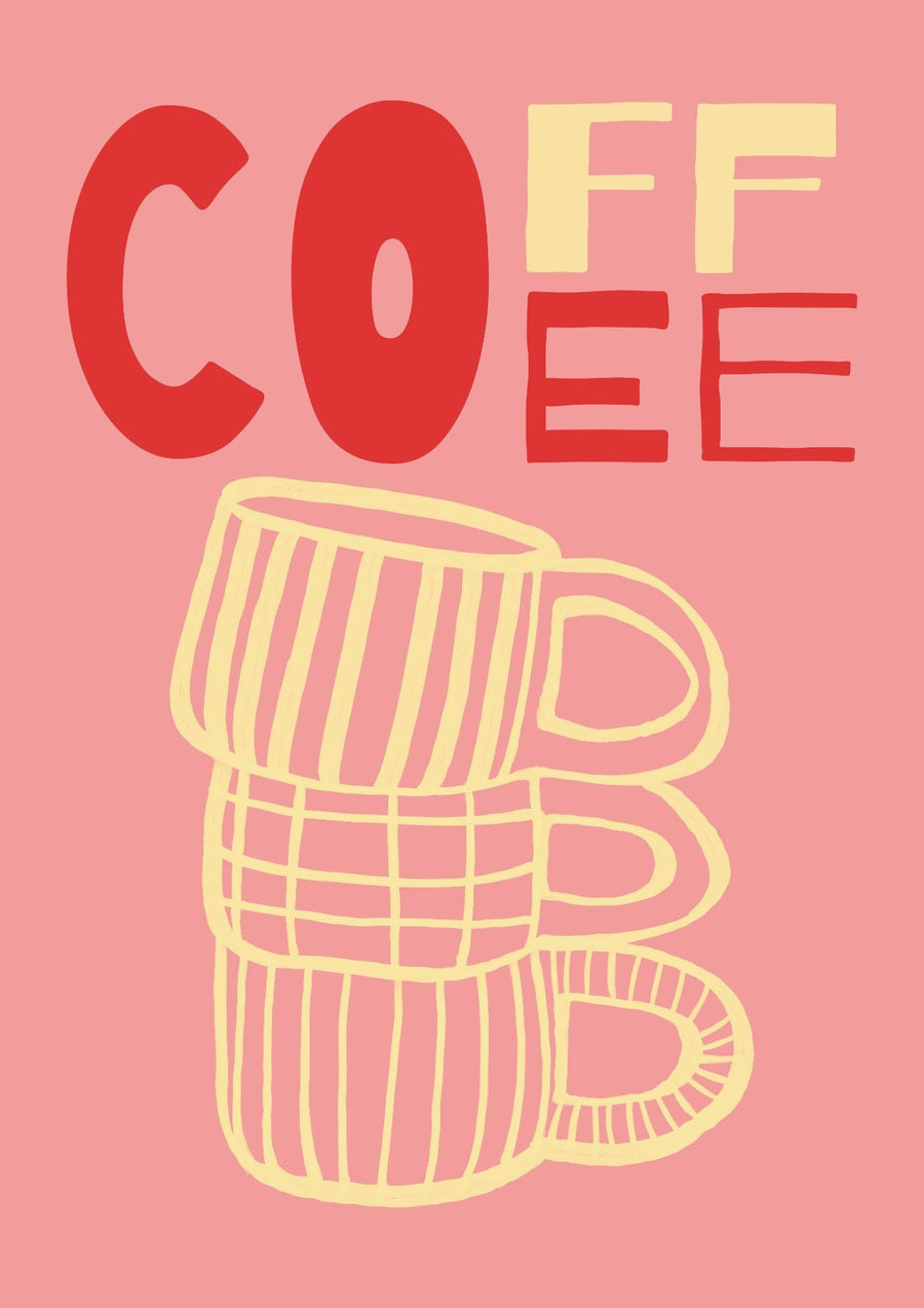 COFFEE Pink Wall Art Kitchen Print