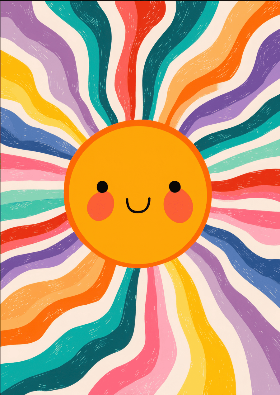 Coloured Sun Kids Wall Art Print