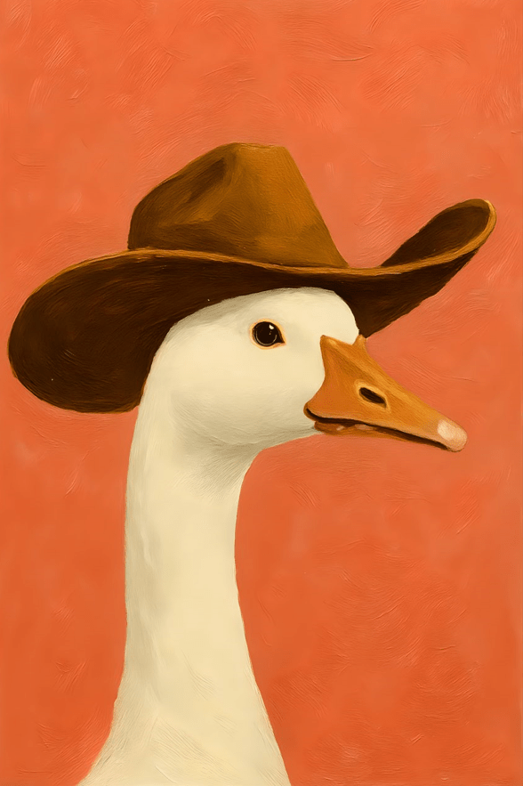 Cowboy Duck Oil Painting Wall Art