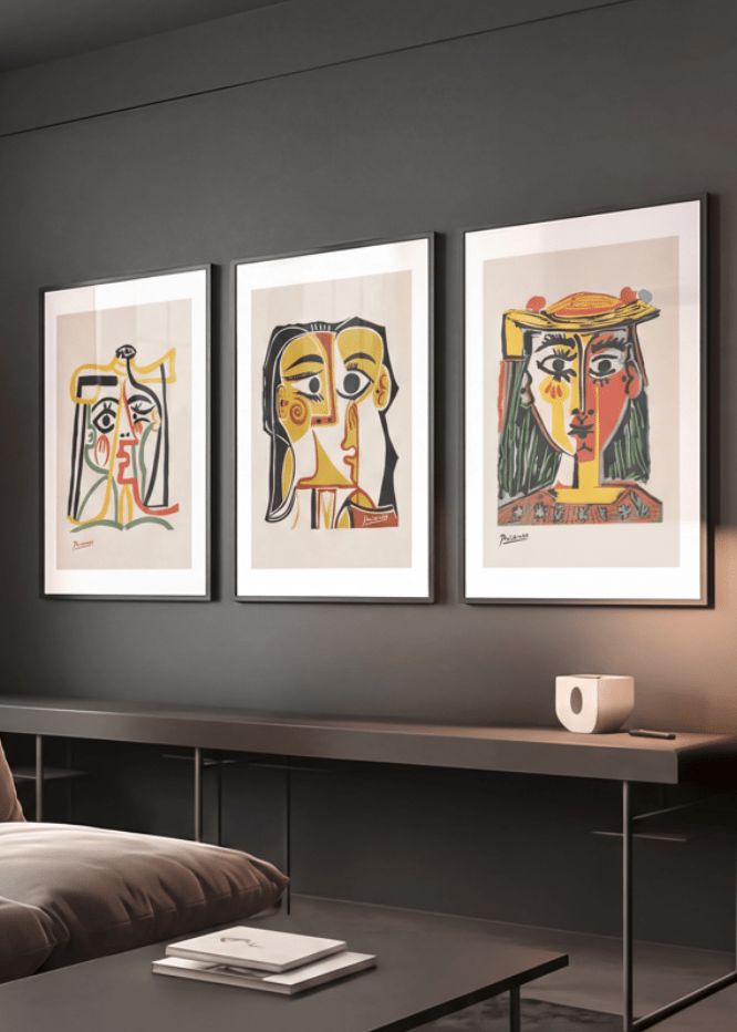 Cubism Multicolor Trio Wall Prints - Set of 3