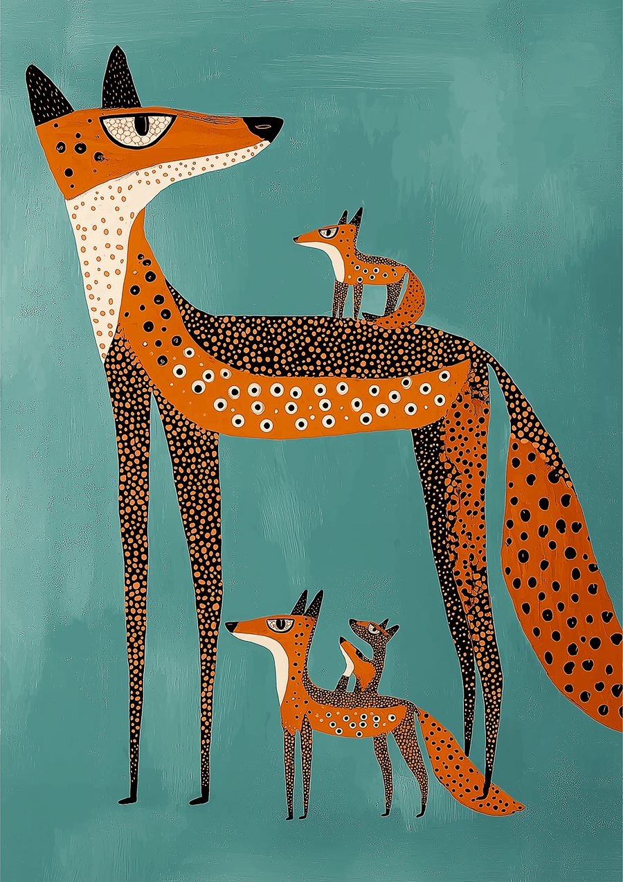 Fox Family Kids Art Print