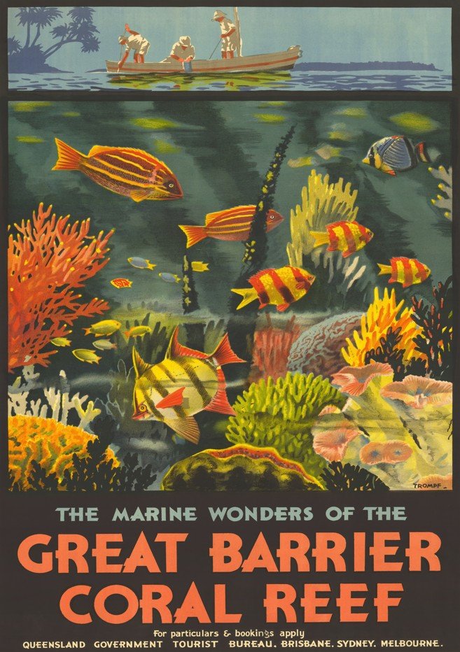 Great Barrier Reef Vintage Retro Wall Art Print