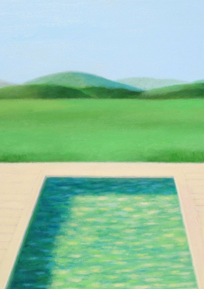 Green Field and Swimming Pool by Ieva Baklane