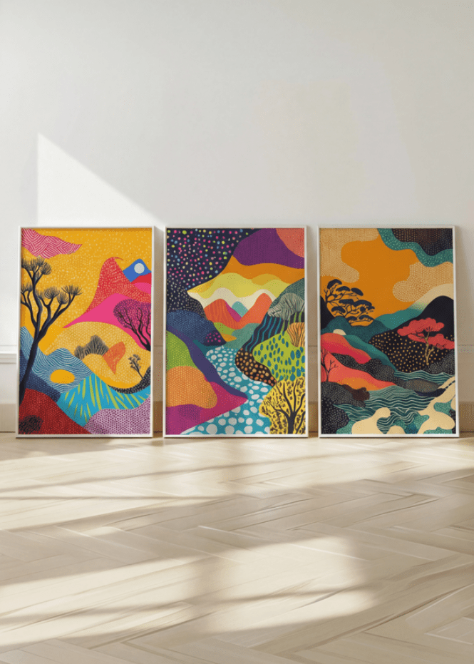 Japanese Abstract Pop Art Trio