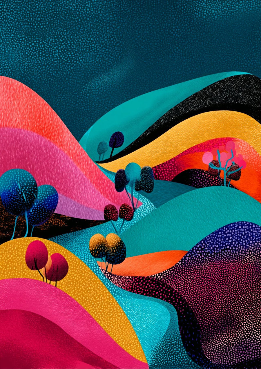 Japanese Evening Pop Art Absract Flow Mountain