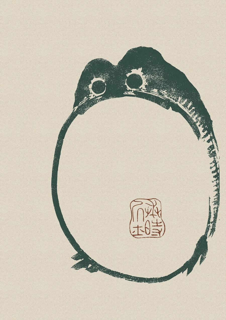 Japanese Toad Black Wall Art by Matsumoto Hoji