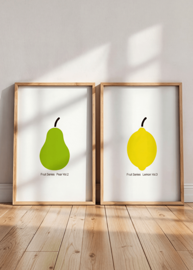 Lemon & Pear Fruit Series Vol.2 Wall Art Duo