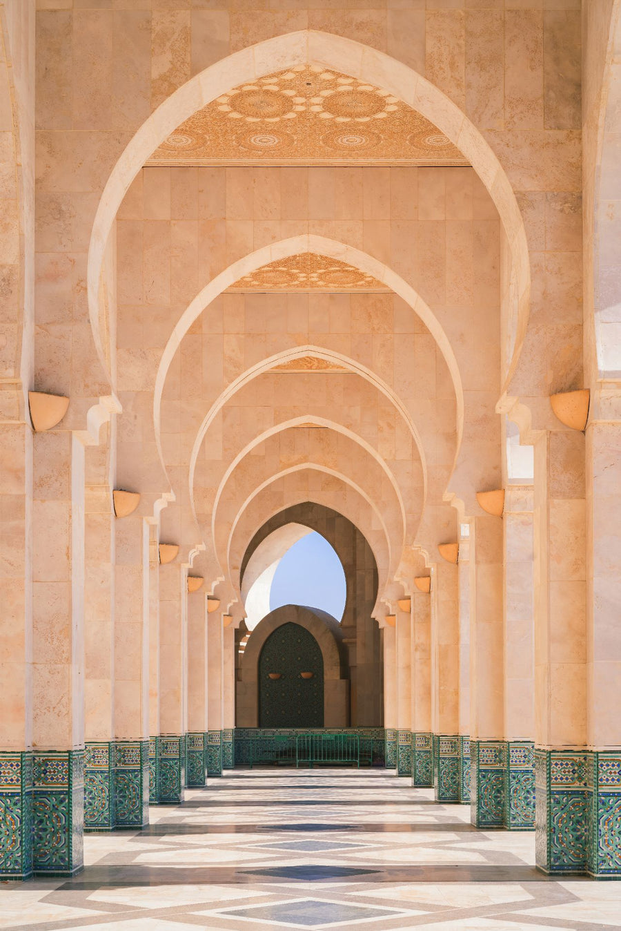 Morocco Arcade of Hassan Mosque Photography