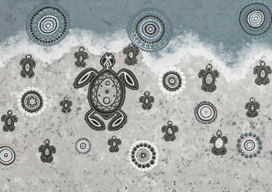 Mother Turtle with Her Babies on Life's Journey Together by Emma Rigney