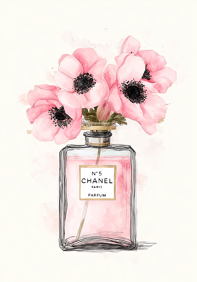 No 5 Chanel parfum flower bottle wall art