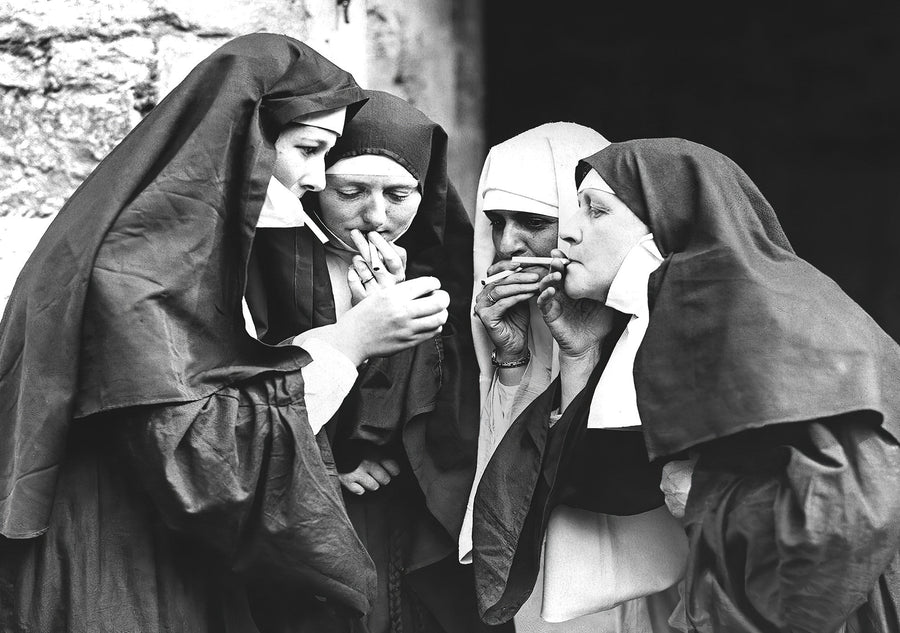 Nuns Smoking Vintage Wall Art Photography