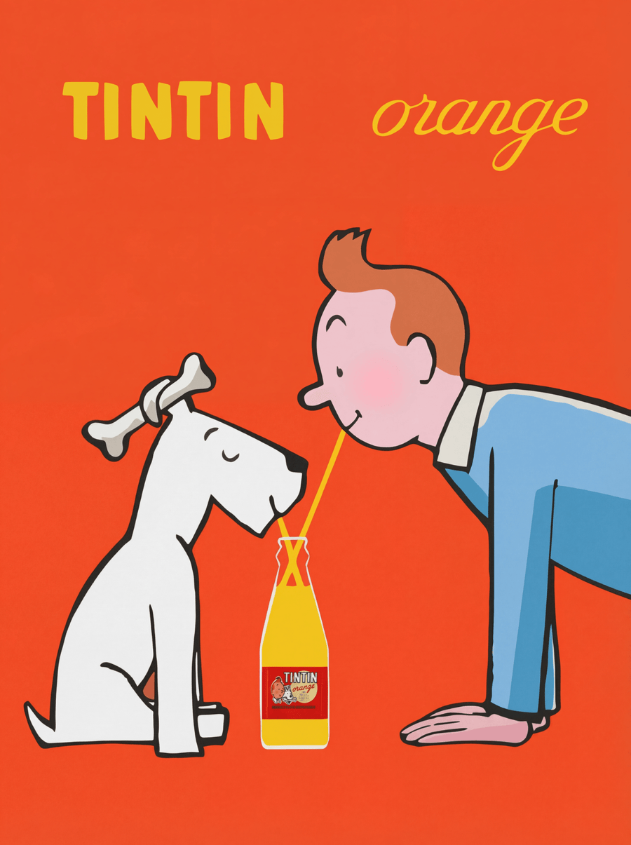 Orange Soda TinTin Wall Art Portrait Vintage Print
